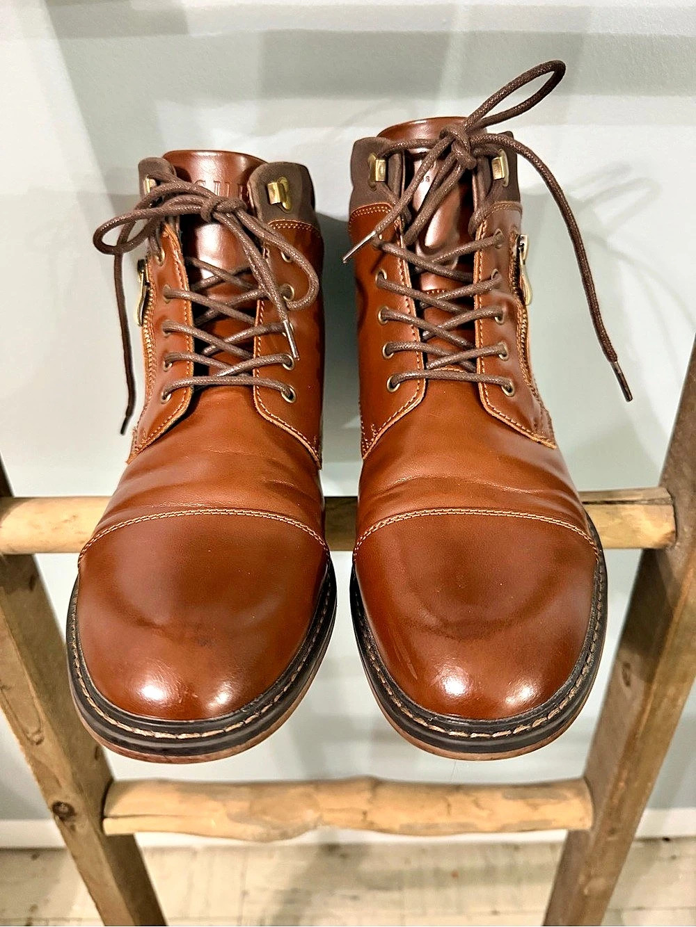 Guess Gmsanl-R Men's Brown Leather Boots US 10 (Like New)